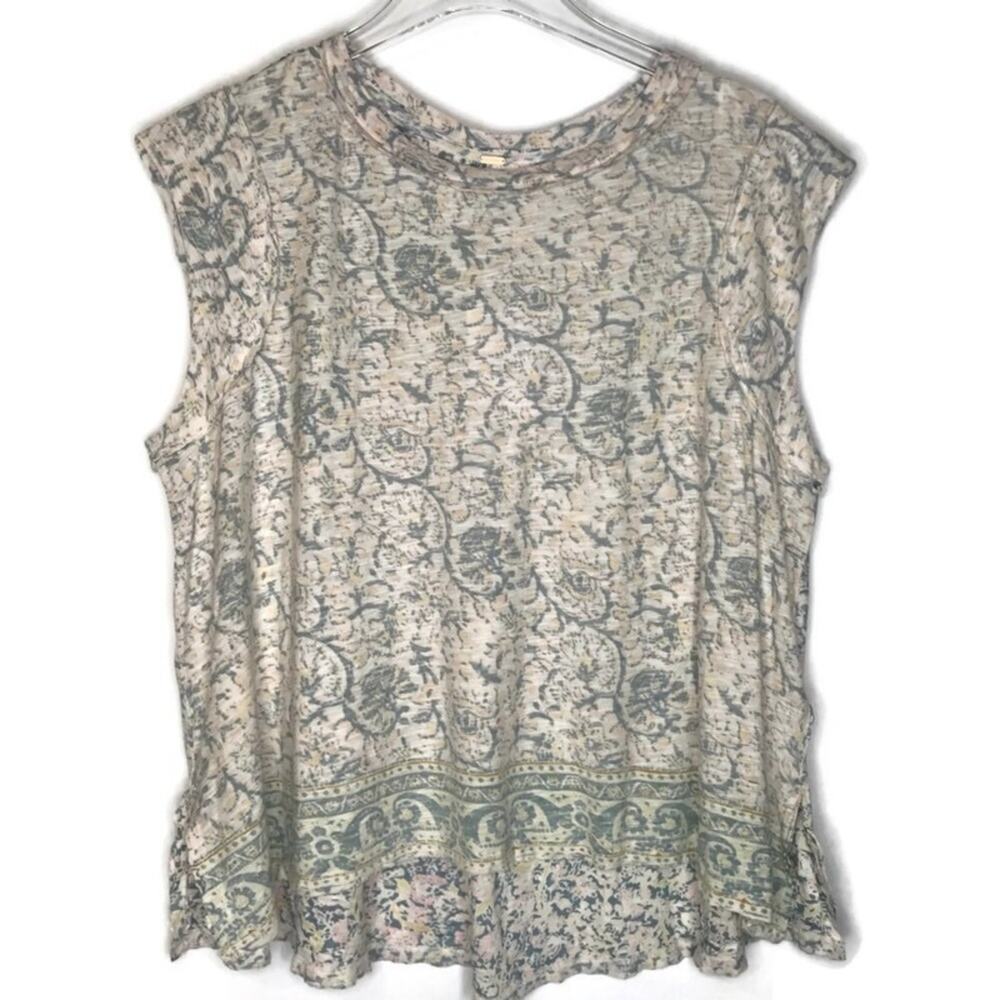 Free People High Tide Print High Low T-Shirt Top Size XS NEW - Picture 2 of 9